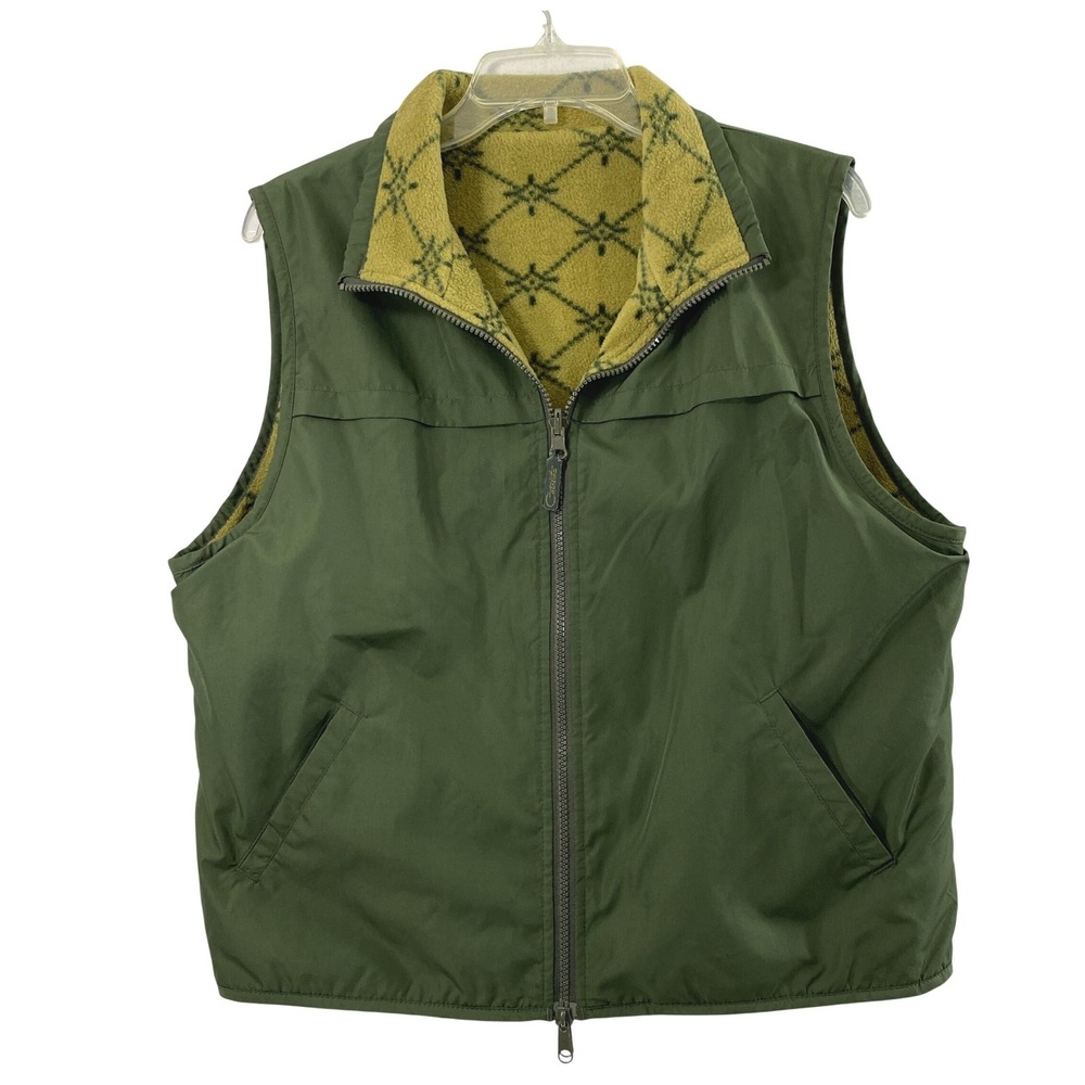 Catalina Vest Women Large Green Reversible Fleece Lined Zip Up Gorpcore Hiking